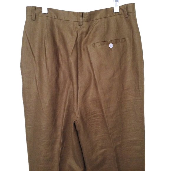 Y2K Classiques Linen Pant Trouser Petite-14 Pockets Pleated High Rise Taper Cuff - Picture 11 of 11